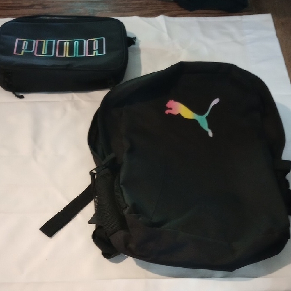 Puma Black Backpack with Multicolor Logo